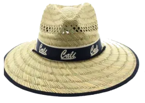 Natural and Neutral Hats Adult California Band Rush Straw Lifeguard Hat, "Cali", Bear