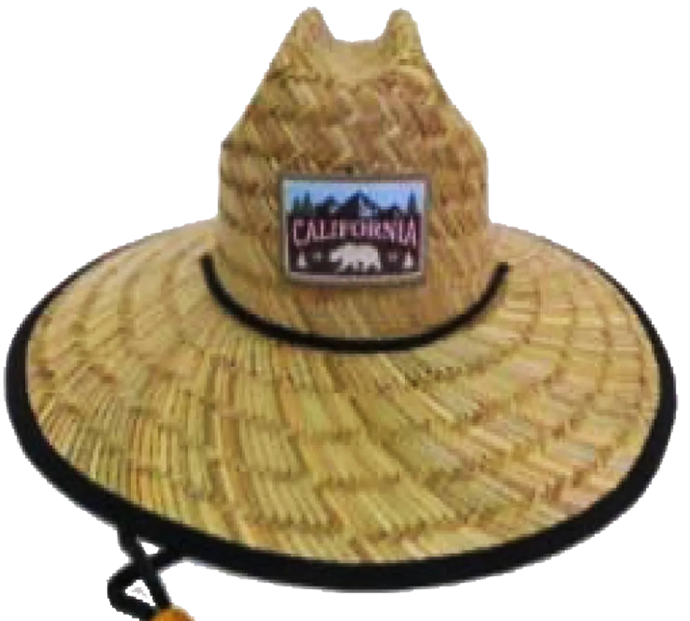 Natural and Neutral Hats Adult California Republic Badge Rush Straw Lifeguard Hat, Multiple Badge Designs