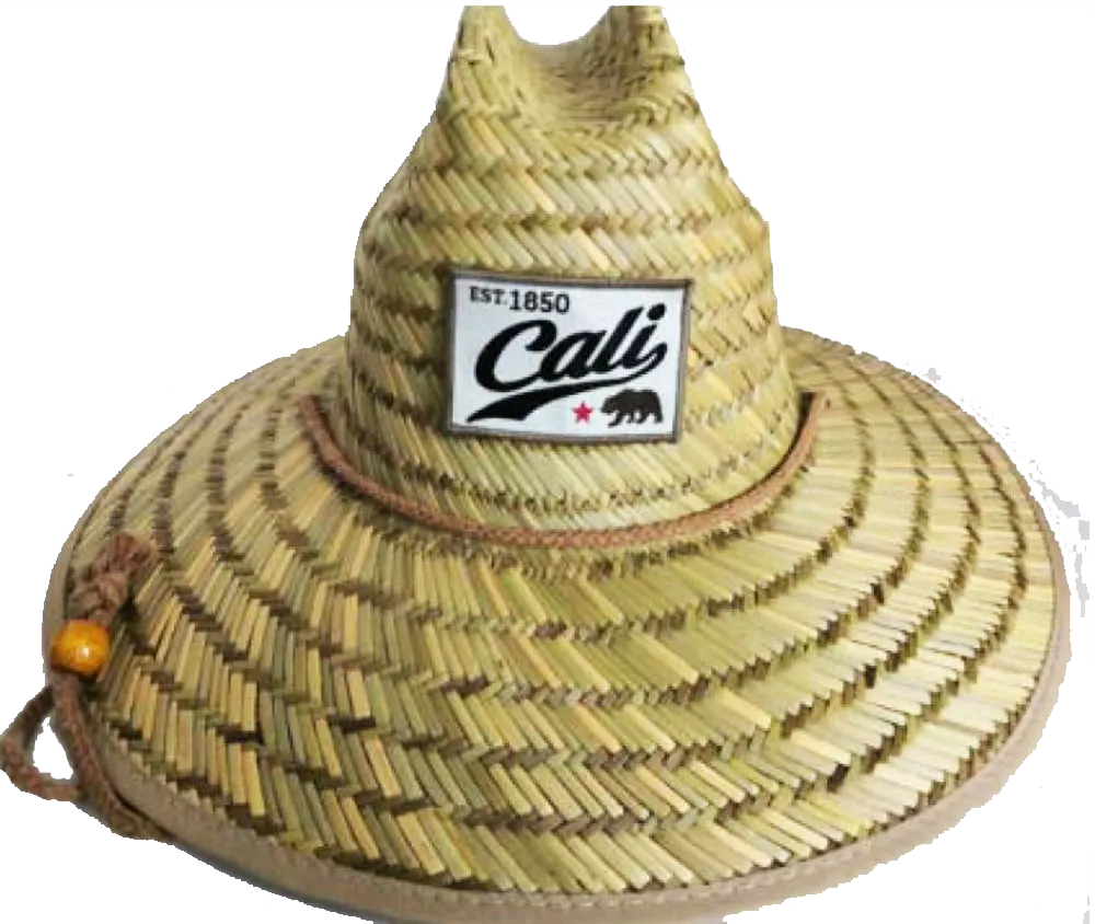 Natural and Neutral Hats Adult California Republic Badge Rush Straw Lifeguard Hat, Multiple Badge Designs