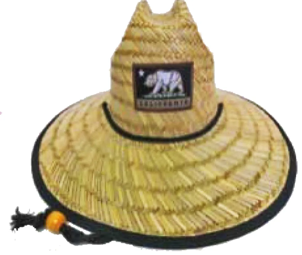 Natural and Neutral Hats Adult California Republic Badge Rush Straw Lifeguard Hat, Multiple Badge Designs