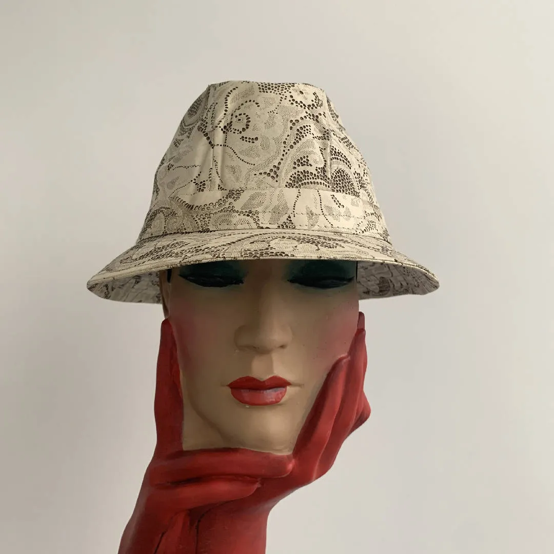 New Philip Treacy London laser cut lace trilby cloche hat