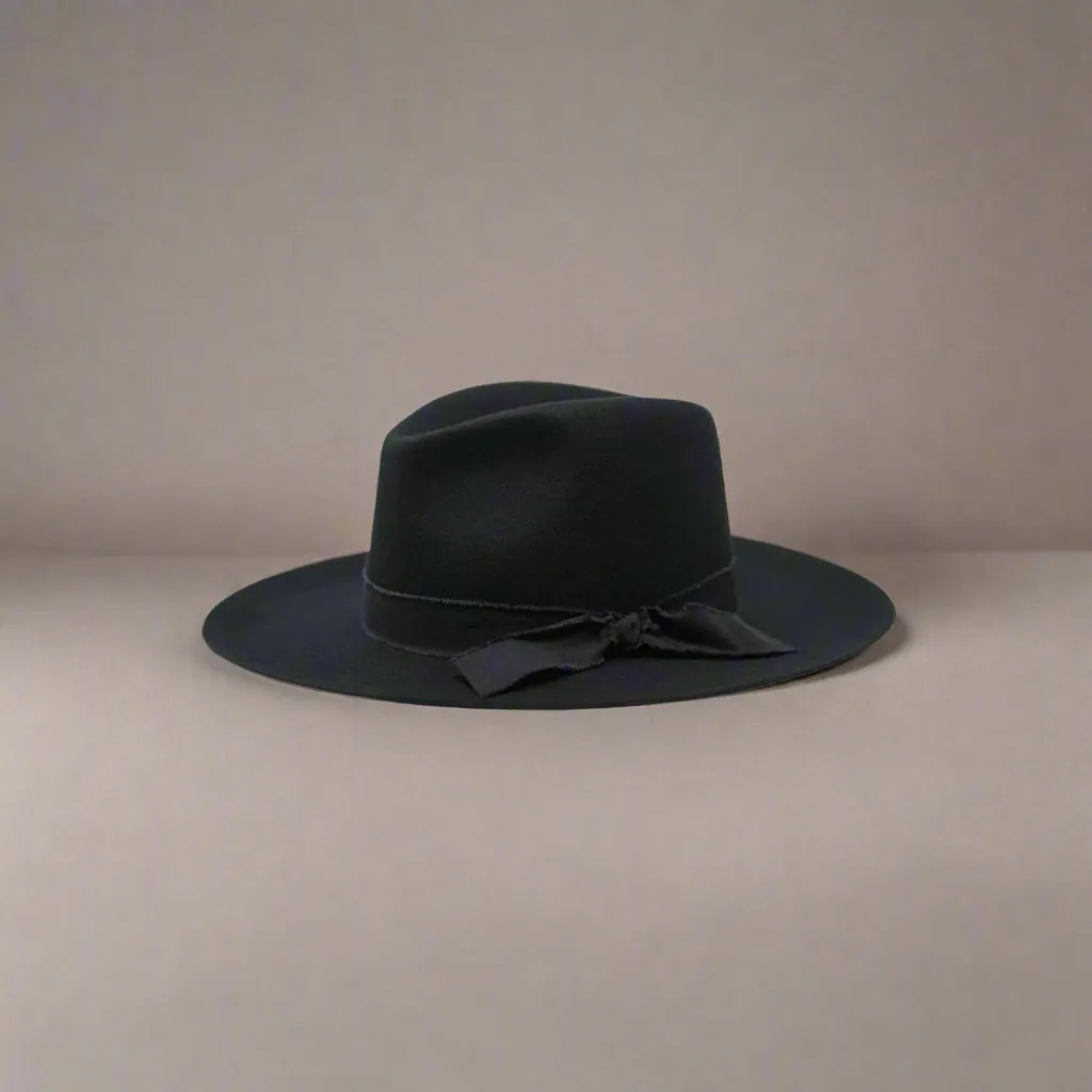 Olive & Pique - KAIA - 100% Wool Felt Rancher, Satin Lined, Unisex, Black Hat