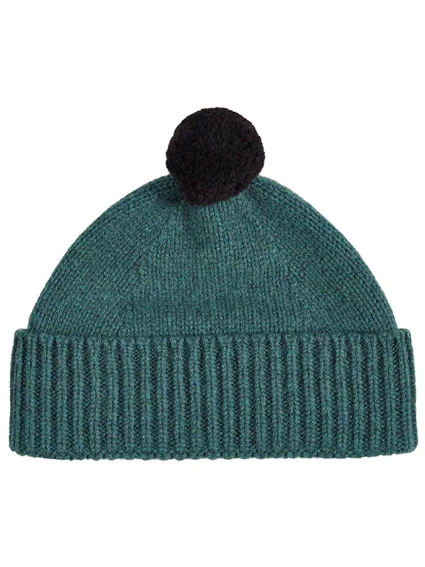 Plain Hat Contrast Pompom Black & Golden Eye