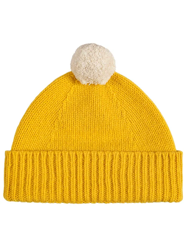 Plain Hat Contrast Pompom Black & Golden Eye