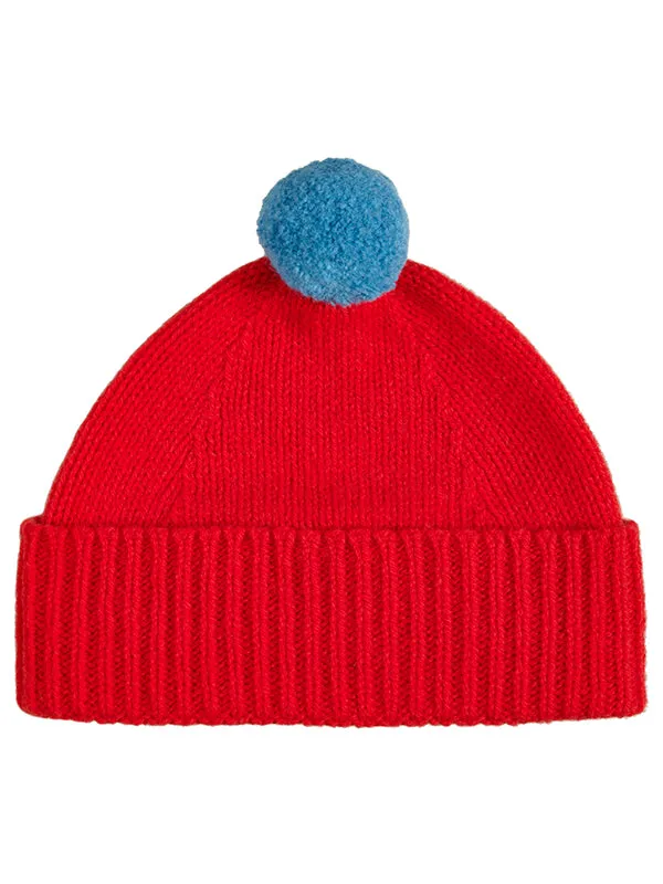 Plain Hat Contrast Pompom Black & Golden Eye