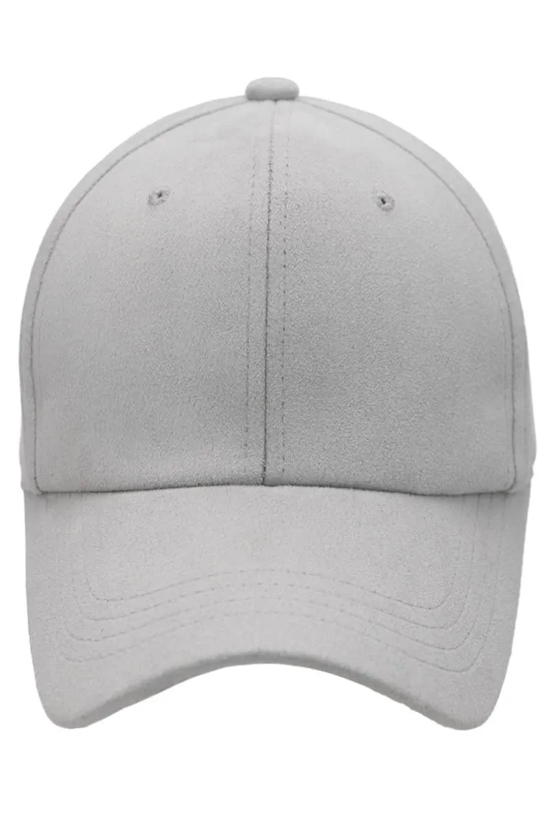 Premium Faux Suede Low Profile Strap Baseball Cap: Black