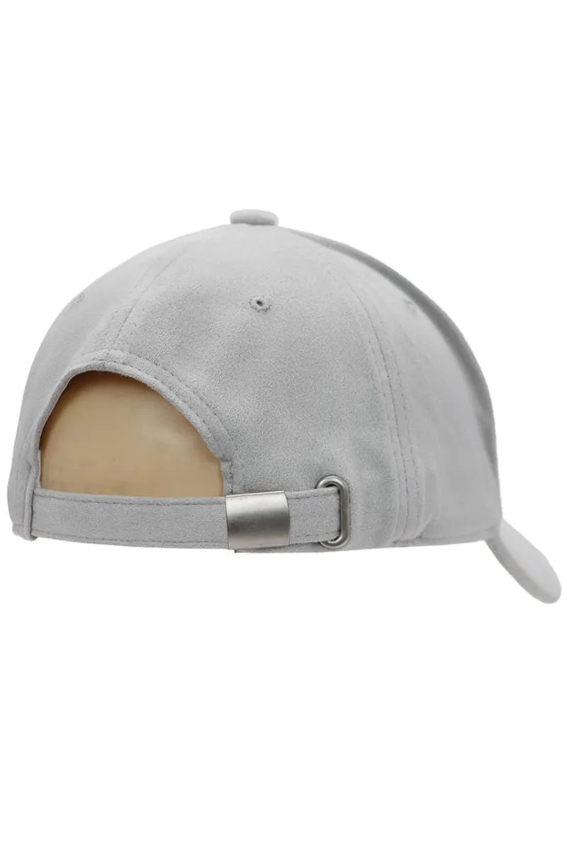 Premium Faux Suede Low Profile Strap Baseball Cap: Black