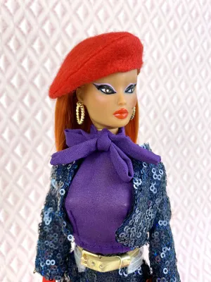 "Sequin Stunner in Navy & Purple" OOAK Doll, No. 151
