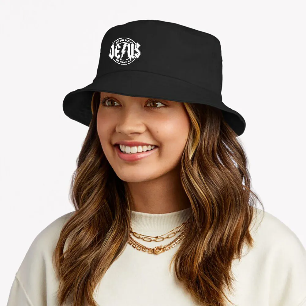Retro Jesus Highway To Heaven Pray Catholic Faith Based Men Bucket Hat