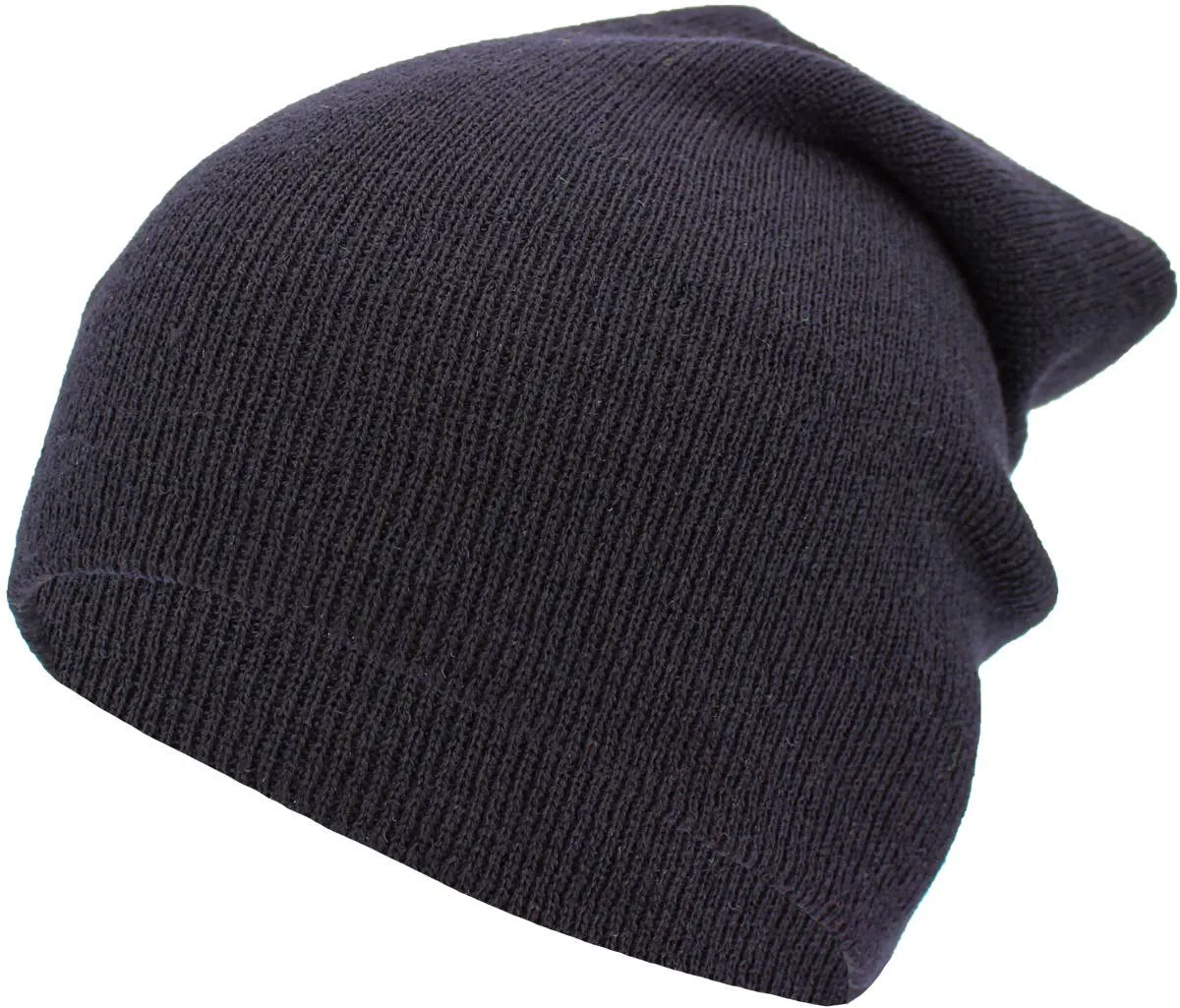 Solid Long Beanie - Made In USA: BLK