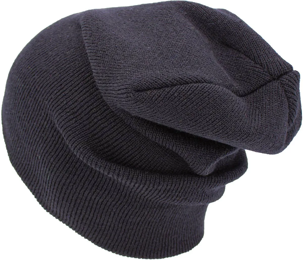 Solid Long Beanie - Made In USA: BLK