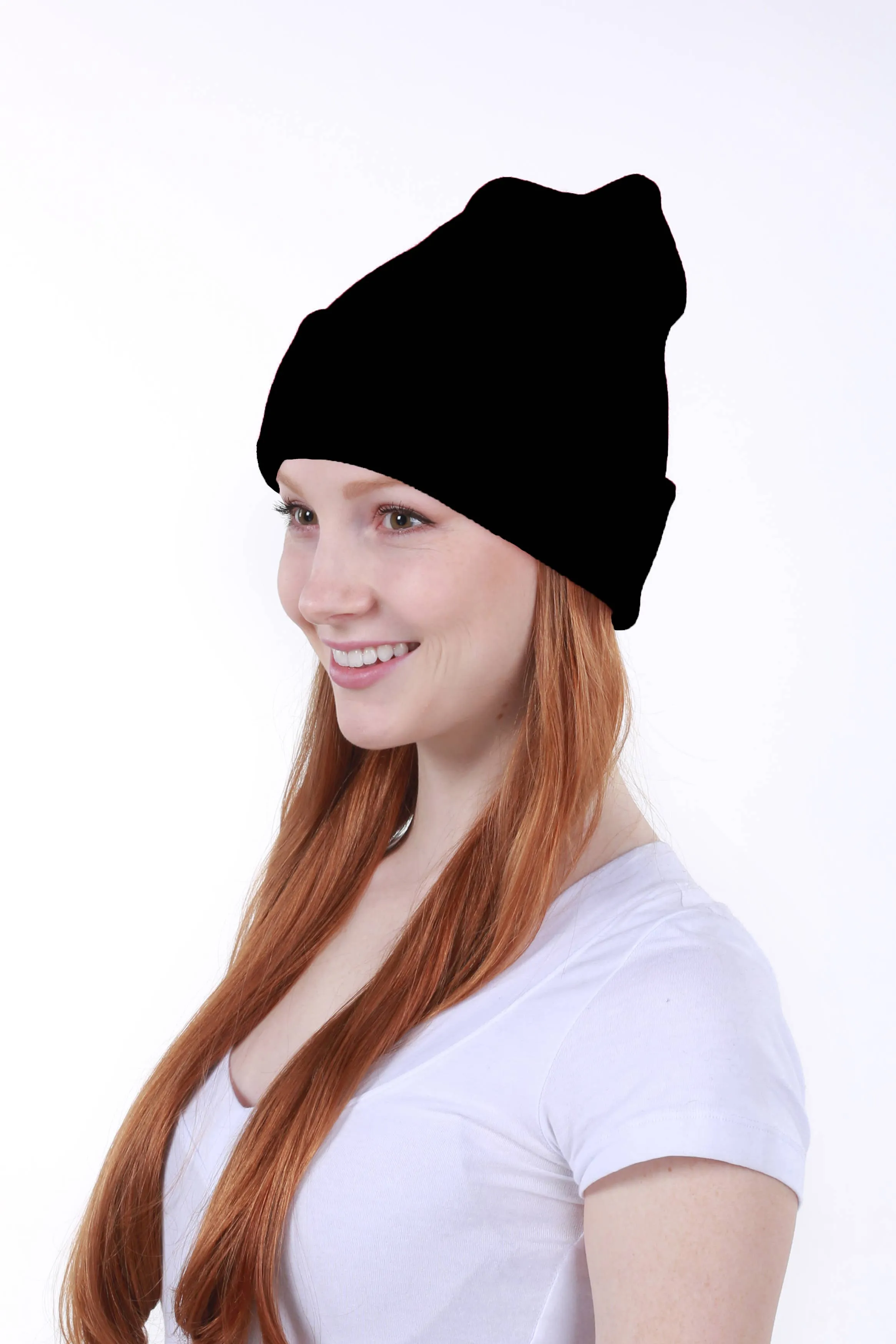 Solid Long Beanie - Made In USA: BLK