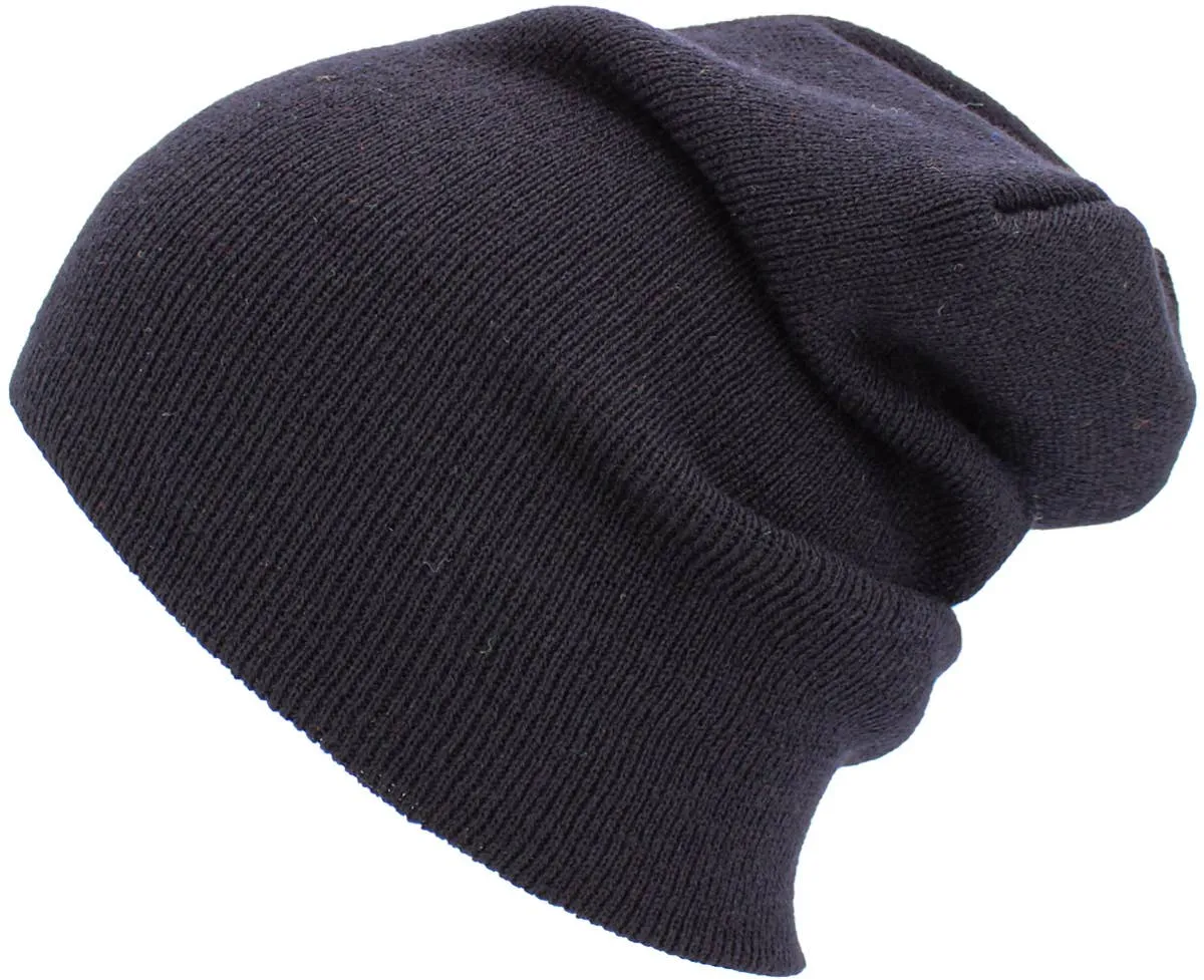 Solid Long Beanie - Made In USA: BLK