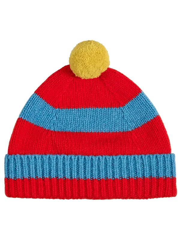 Stripe Pompom Hat Black & Oatmeal