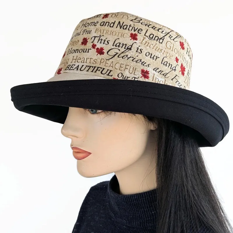 Sunblocker UV summer sun hat with large wide brim, Oh Canada, adjustable fit