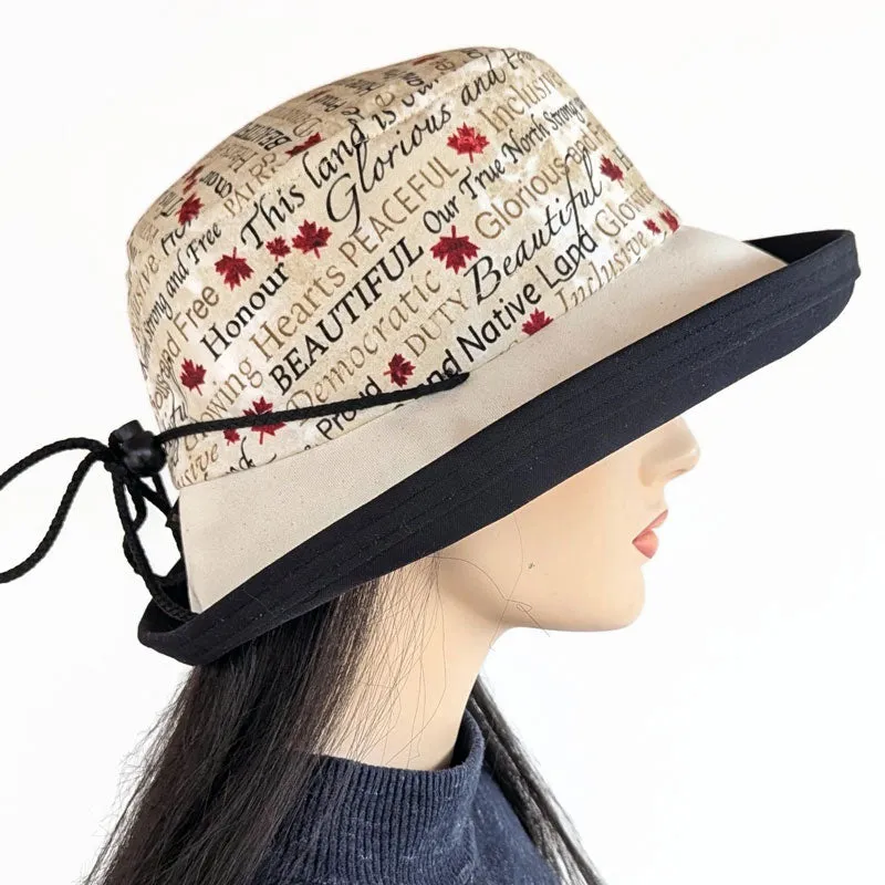 Sunblocker UV summer sun hat with large wide brim, Oh Canada, adjustable fit