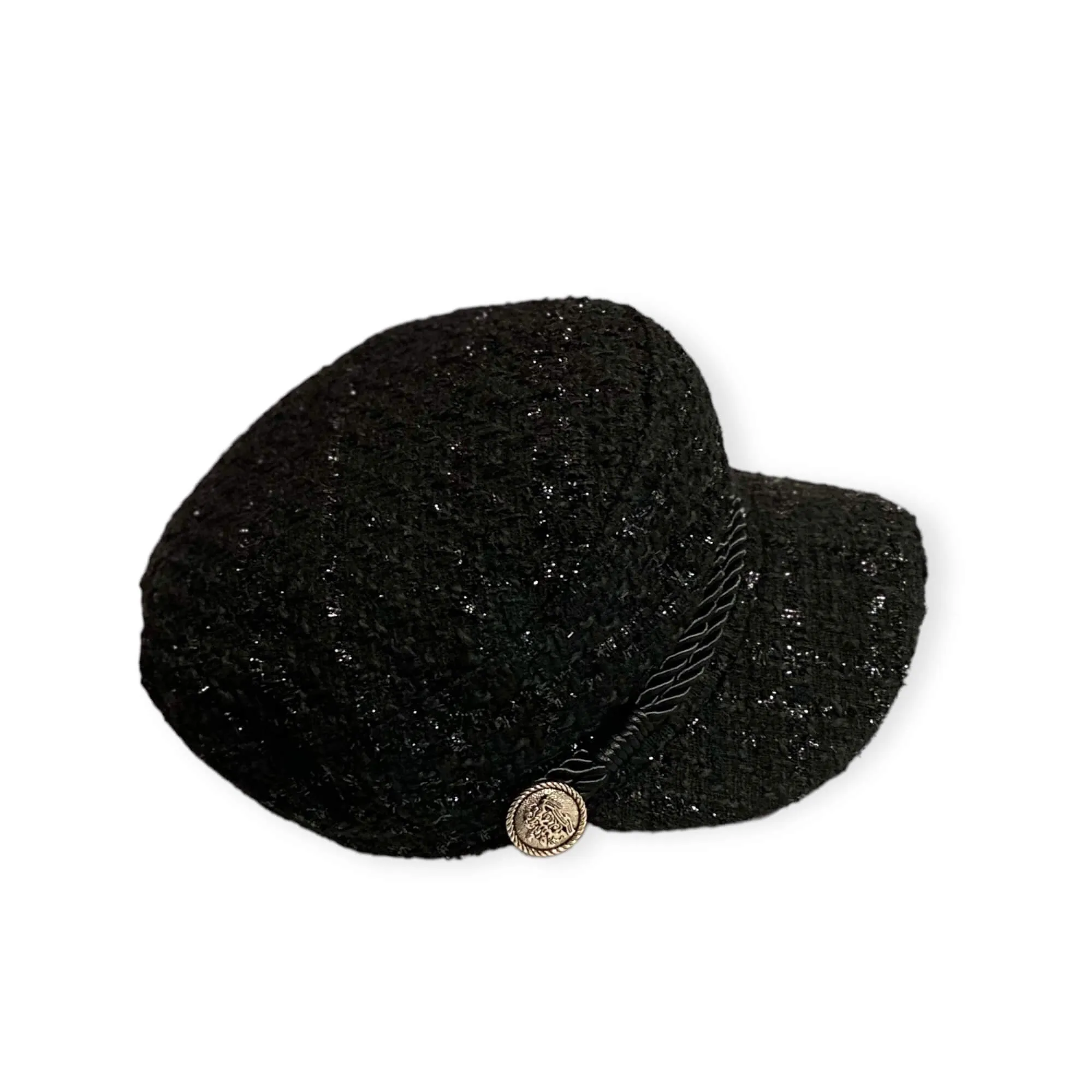 Vintage Black Tweed Newsboy Cap for Women