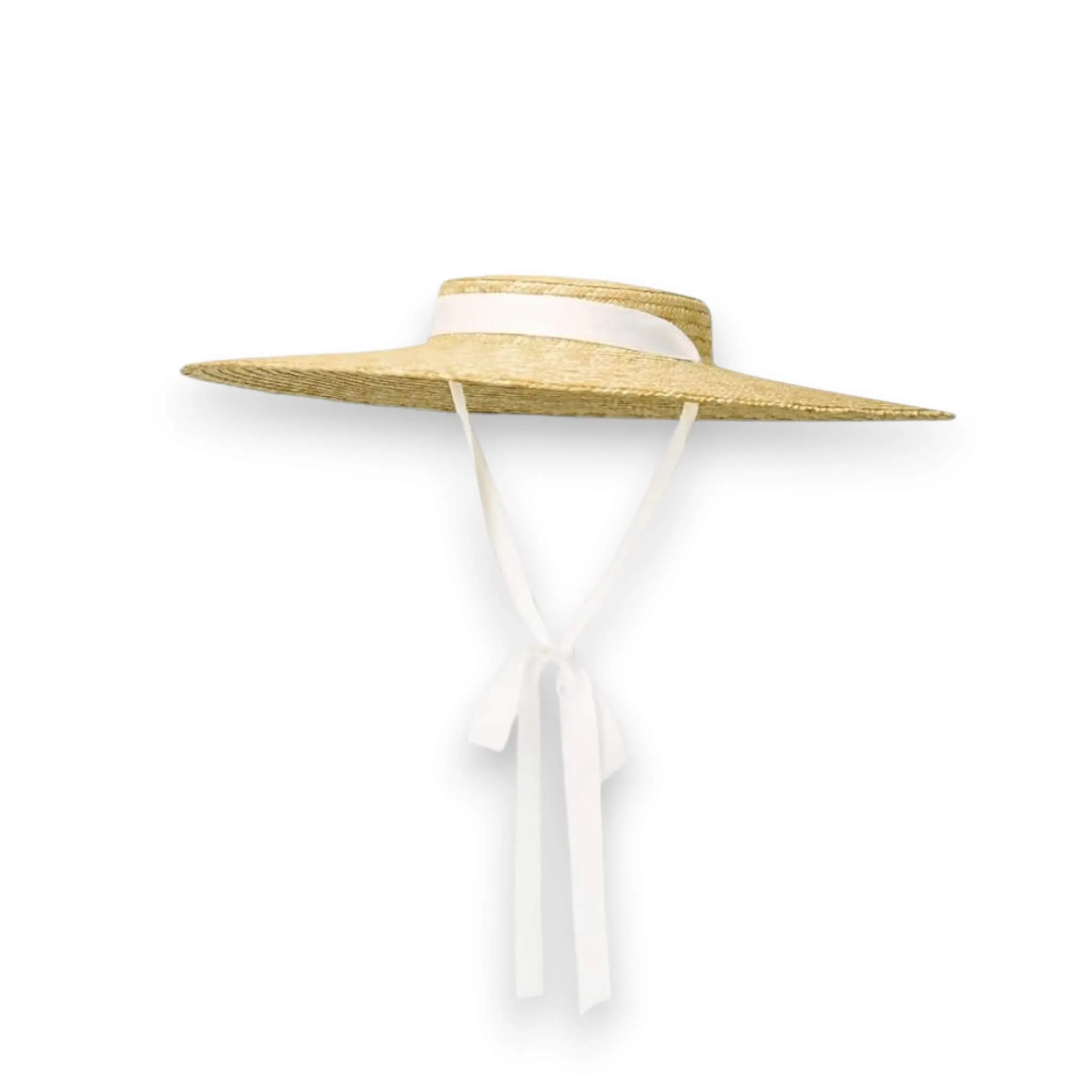 Wide Brim Ribbon Necktie Straw Sun Hat