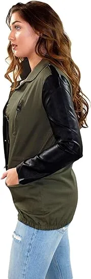 Women Army Style Full Zip Jacket - S