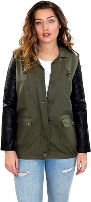 Women Army Style Full Zip Jacket - S