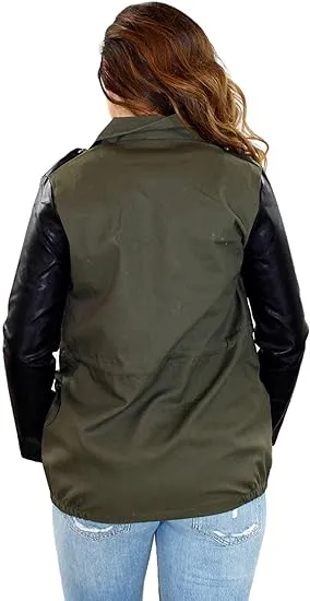 Women Army Style Full Zip Jacket - S